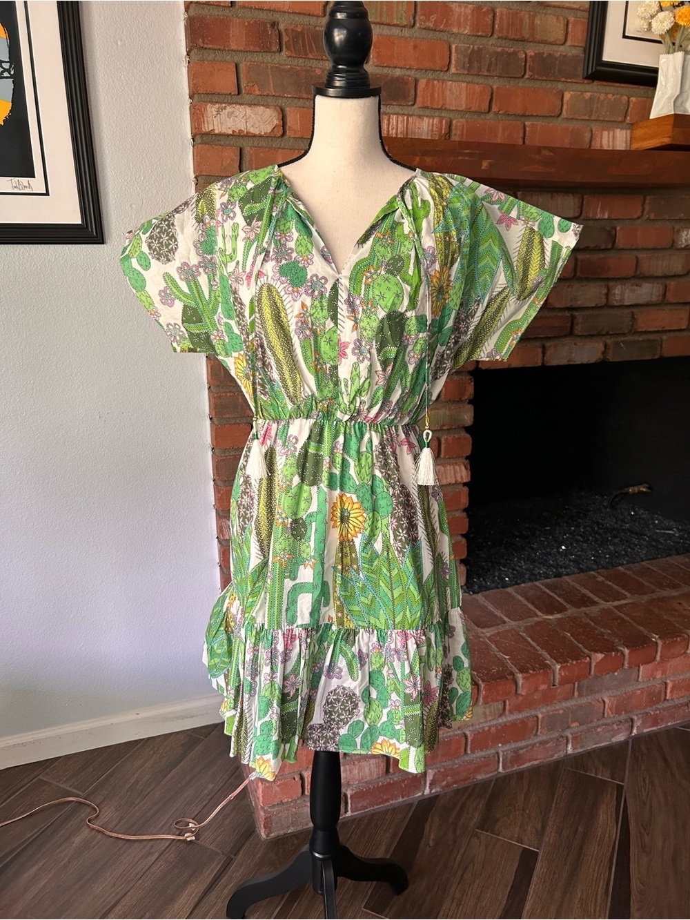 Trina Turk Mahalo Mini Dress in WIndswept Cactus Print Sz M